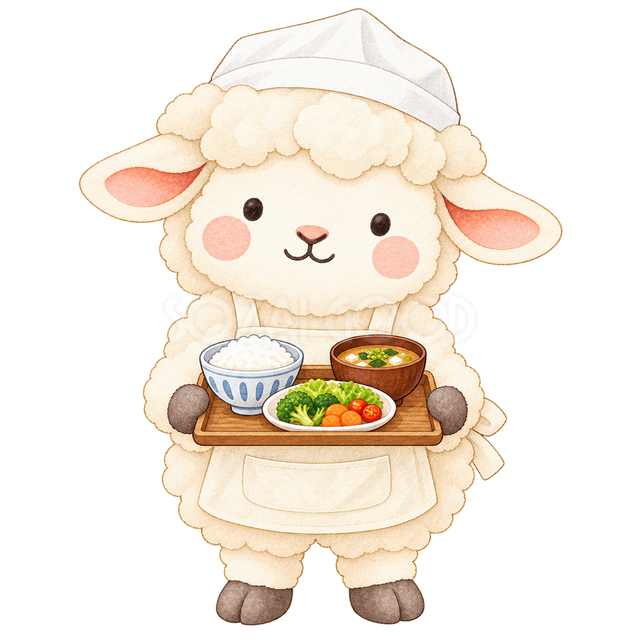 給食を運ぶ羊