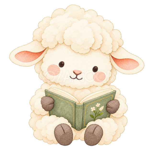 静かに読書する羊