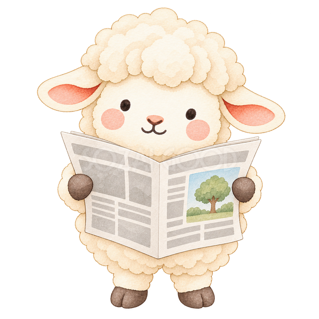 新聞を読む羊