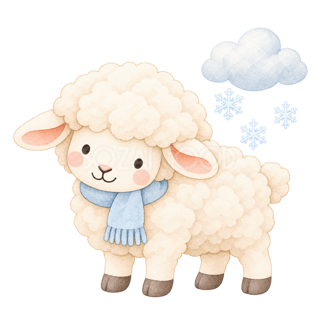 雪の日を伝える羊