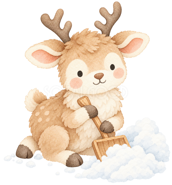 雪かきをするトナカイ
