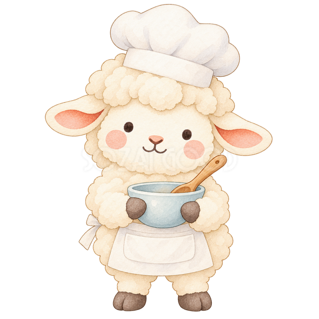 料理人の仕事をする羊