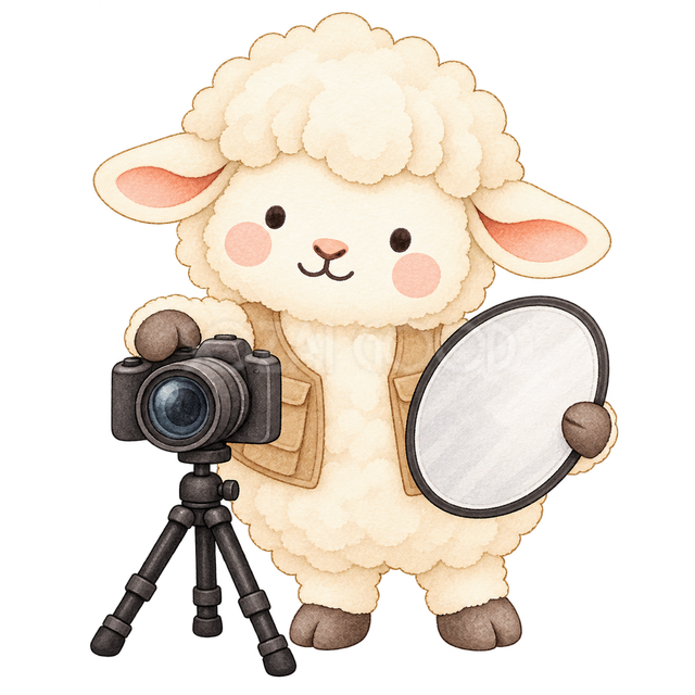 写真家の仕事をする羊