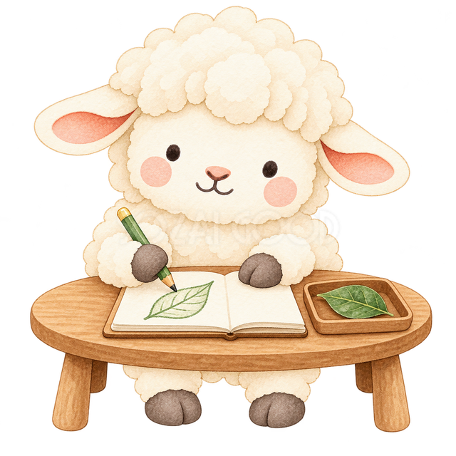観察したことを絵に描く羊