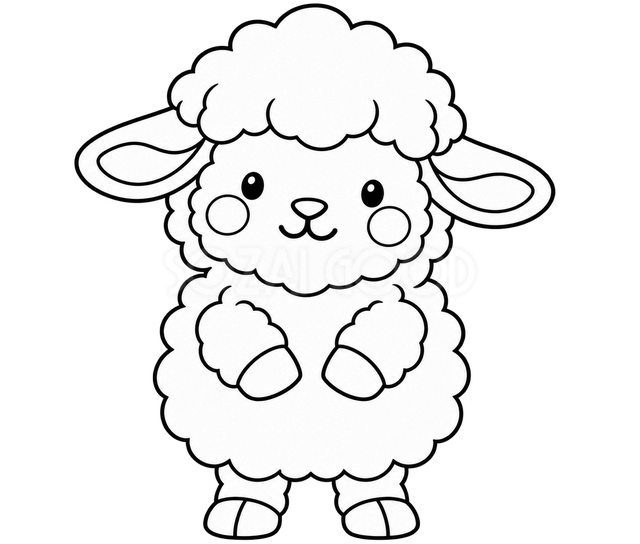 立っている羊のかんたんぬりえ