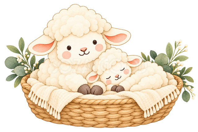 赤ちゃんと親羊
