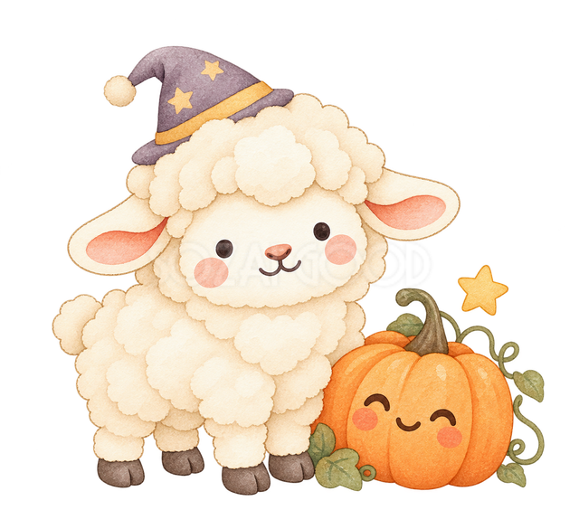 ハロウィンのかぼちゃと羊