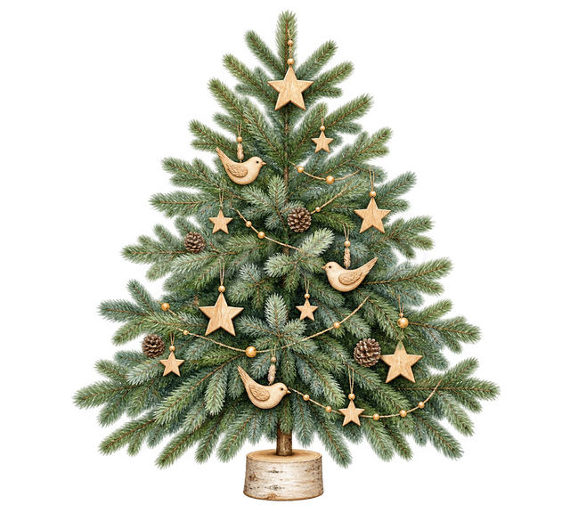 木の飾りの北欧クリスマスツリー