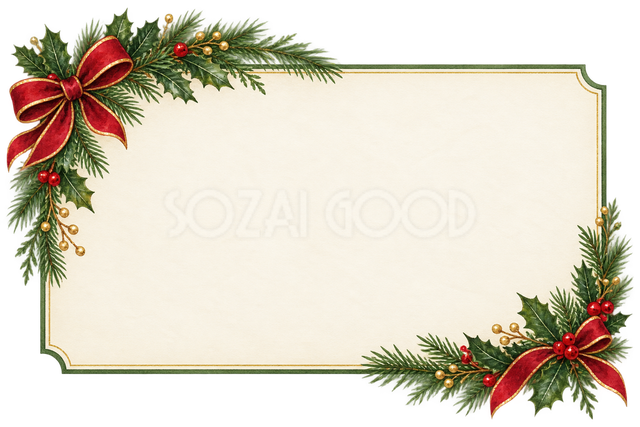 赤いリボンのクリスマス営業案内枠