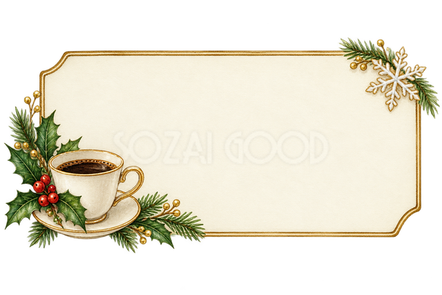 コーヒーとヒイラギのクリスマス案内枠