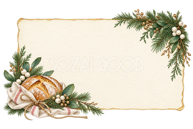 パンと冬の枝のクリスマス案内枠