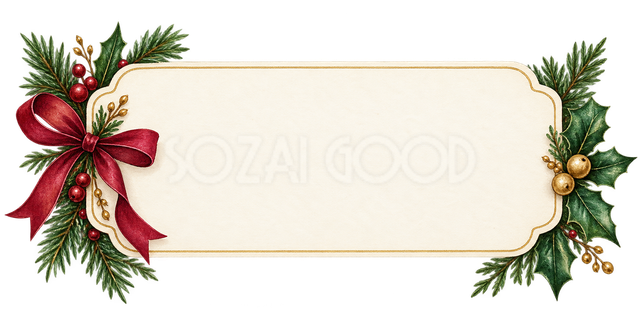 赤いリボンのクリスマスメッセージ札