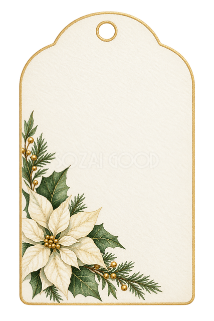 白い花のクリスマスギフトタグ