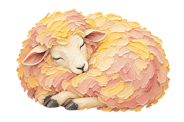 厚塗りで描いた眠る羊