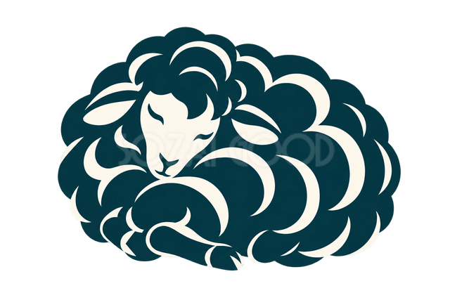 切り絵シルエットで描いた眠る羊