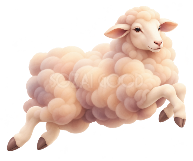 エアブラシで描いた跳ねる羊