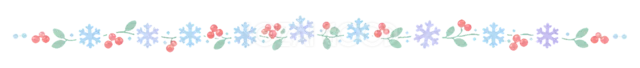 色とりどりの小花を並べた水彩ライン（背景透過PNG）