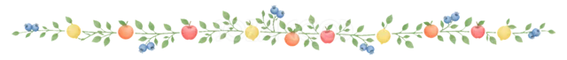 花と果実を散りばめたカラフルなボタニカルライン（背景透過PNG）