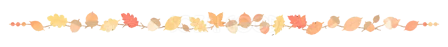 オレンジ色の葉をつないだ秋の飾りライン（背景透過PNG）