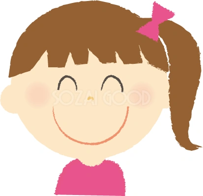 目を閉じて笑う女の子のイラスト