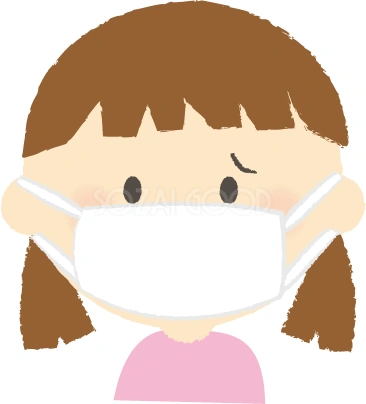 マスクを付ける女の子のイラスト
