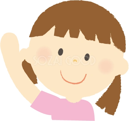 手を振る女の子のイラスト