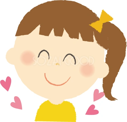 ハートを添えて笑う女の子のイラスト