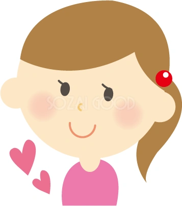 ハートを添えて微笑む女性のイラスト