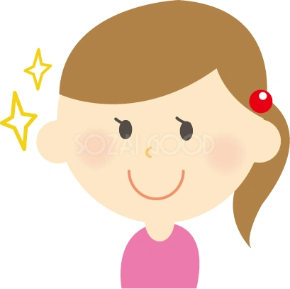 目を輝かせる女性のイラスト