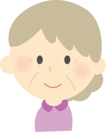 目を閉じて笑うおばあちゃんのイラスト