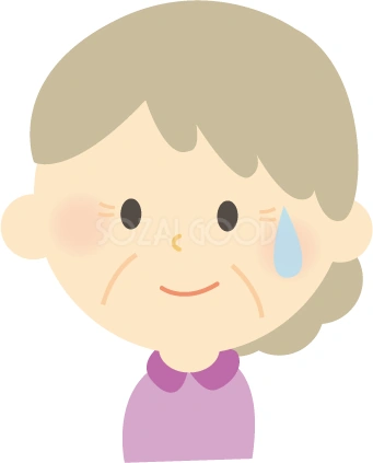 汗をかくおばあちゃんのイラスト