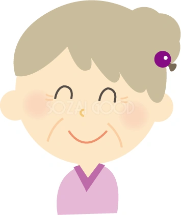 髪に花を付けるおばあちゃんのイラスト