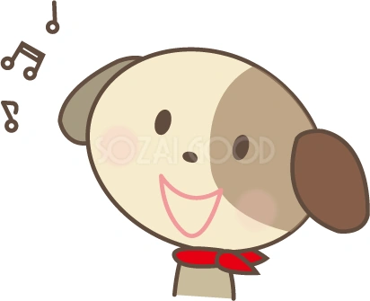 歌う犬のイラスト