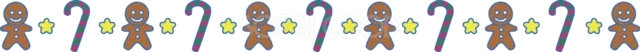 ジンジャーブレッドとキャンディケインのクリスマスライン（背景透過PNG）