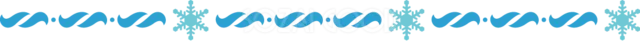 青い波模様と雪の結晶を交互に並べた冬ライン（背景透過PNG）