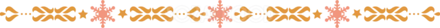 オレンジの北欧模様と雪の結晶を並べた冬のライン（背景透過PNG）