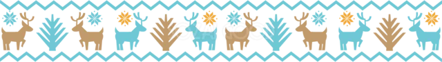 トナカイと雪の結晶を編み込んだ北欧ニット風ライン（背景透過PNG）