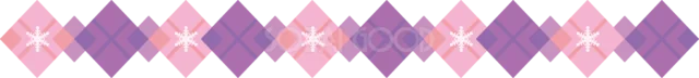 ピンクと紫のアーガイル柄に雪の結晶を飾った冬ライン（背景透過PNG）