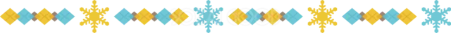 水色と黄色の菱形に雪の結晶を並べた冬のライン（背景透過PNG）