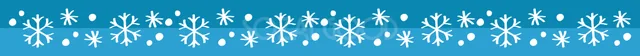青い帯に白い雪の結晶を散らした冬のライン（背景透過PNG）