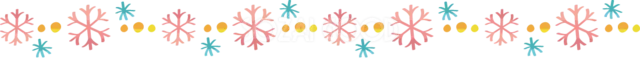 ピンクと水色の雪の結晶を並べたパステルライン（背景透過PNG）