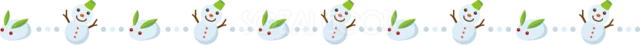 雪だるまと雪うさぎを交互に並べた可愛い冬ライン（背景透過PNG）