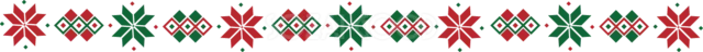 赤と緑の北欧風雪模様を並べた冬のライン（背景透過PNG）