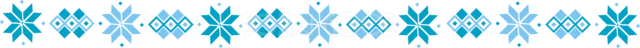 水色と青の北欧風雪模様を並べた冬のライン（背景透過PNG）