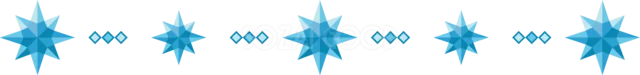 青い立体的な北極星と菱形を並べた冬のライン（背景透過PNG）