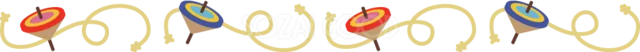 赤と青のこまを曲線でつないだお正月ライン（背景透過PNG）