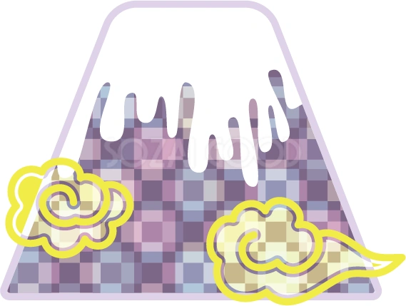雲と紫の模様の富士山のイラスト