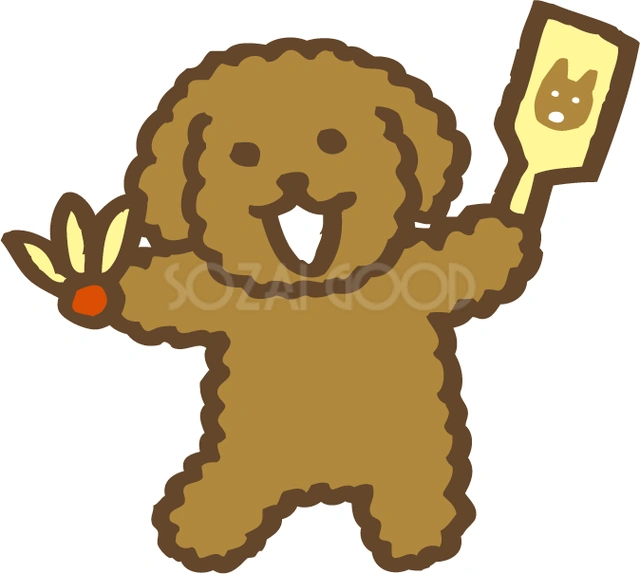 羽根つきをする犬のイラスト