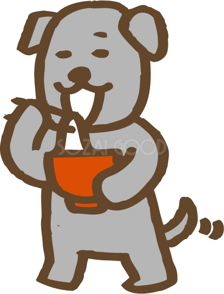 お雑煮を食べる犬のイラスト