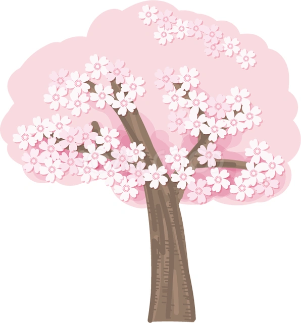 すらりとした桜の木のイラスト